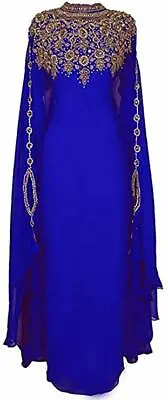 Dubai Moroccan Kaftans Abaya Farasha Modern Dress Fancy Long Gown Takshita Var • $88