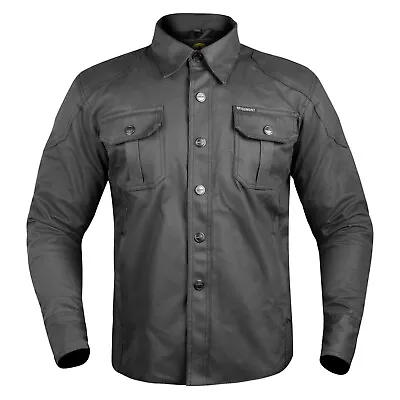 Men Motorcycle Motorbike Shirt Biker Black Wax Jacket Made With Kevlar CE Armour • $61.65