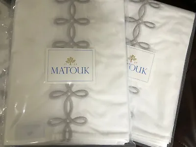 Matouk Italy New (2) St. Pillowcases 520TC Percale Gordian Knot Silver • $115