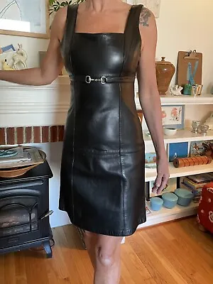 Michael Hoban - North Beach Vintage 80’s Black Leather Dress. Size 4 • $259