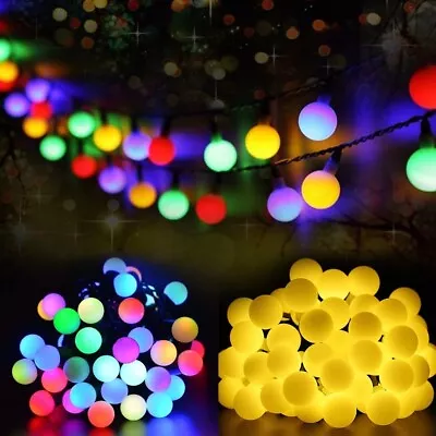 Solar 100LED Globe Bulb Ball Fairy String Lights Garden Outdoor Waterproof RGB • £9.20