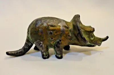 $59 • Buy Vintage SRG Brass Bronze Metal TRICERATOPS Miniature Toy Dinosaur Figurine As Is