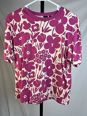 Marimekko Uniqlo Women’s Shirt Top Pink Floral Sz M Cotton • $25