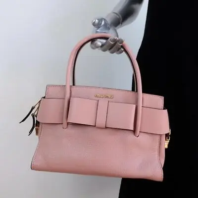 Miu Miu Madras Fiocco Bow Tote Pink Leather Small Crossbody Bag NEW • $638