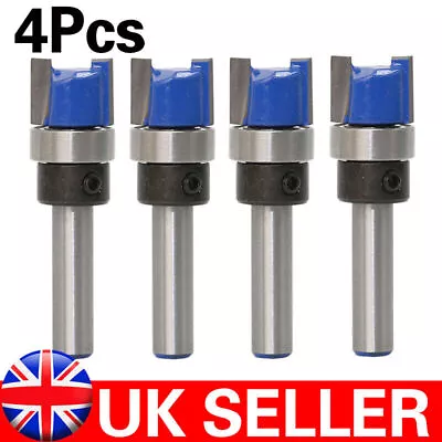 £7.59 • Buy 4x Router Bits  1/4  Template Cutter Shank Straight Woodwork Wood Flush Trim Kit