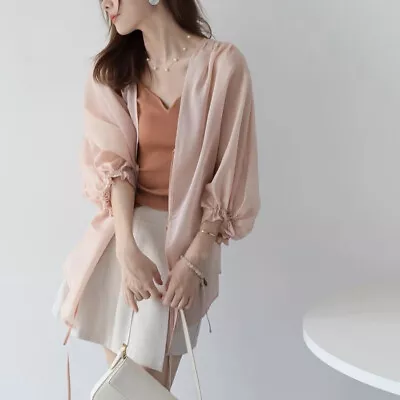 Comfort Sunscreen Coat Soft Silk Loose Sunscreen Coat Summer Thin Chiffon Shirts • $55.28