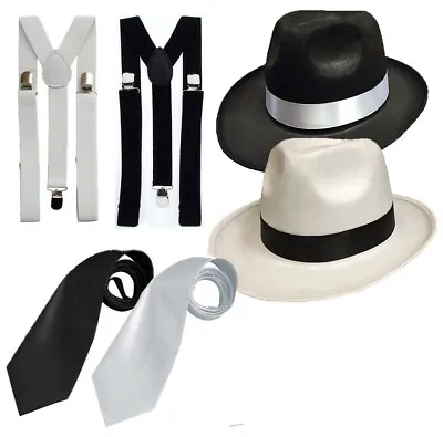 £8.95 • Buy Adult Gangster Deluxe Trilby Hat Braces Tie 1920's Gatsby Bugsy Malone Al Capone