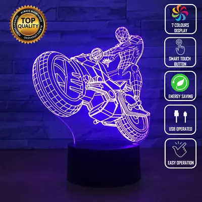 Spider Man Avengers Marvel 3d Night Lamp Light Led Desk Table Gift Toy Xmas • $22.47