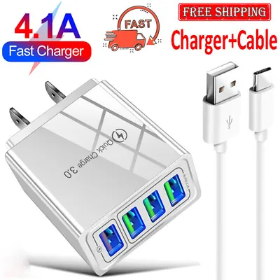 40W 4 Ports USB Fast Charging Wall Charger For Motorola Moto G62 G52 Edge 30 20 • $5.99