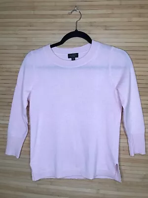 J Crew Womens XS 100% Cashmere Sweater Baby Pink 3/4 Sleeve Crewneck • $22.99