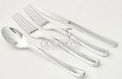 $52.90 • Buy Bulk, Wedding Plastic Silverware Disposable Silver Cutlery Premium Heavyweight