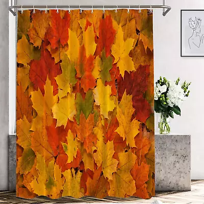 Yellow Red Orange Autumn Decorative Shower Curtain Brown Fall Colored Autumn Le • $36.99
