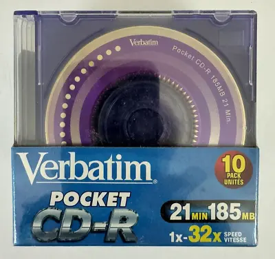 Verbatim Pocket CD-R 21min 185MB Recordable Colored Mini Disk 10 Pack New Sealed • $14.99