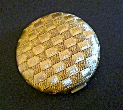 Vtg Coty Basketweave Mirrored Makeup Compact Gold Tone • $10