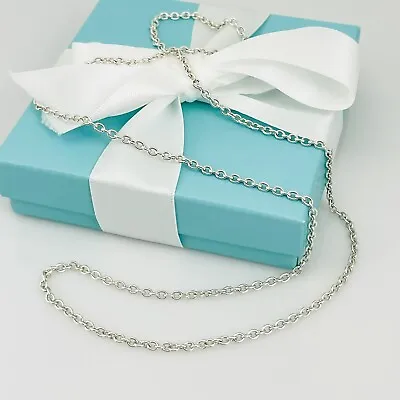 20  Tiffany Large Link Chain Necklace 3mm Links Mens Unisex In Sterling Silver • $289