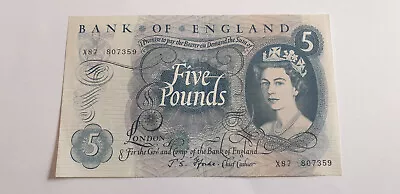 Bank Of England Old Five Pound Note - J S Fforde - X87 807359 • $2.74
