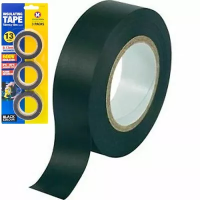 3 X Rolls PVC Electricians Electrical INSULATION INSULATING TAPE FLAME RETARDANT • £4.99