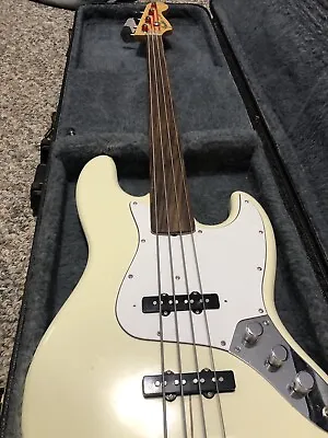 1993/94 Fender Jb-62fl Fretless Jazz Bass Mij Hard Case Olympic White Great Cond • $999.99