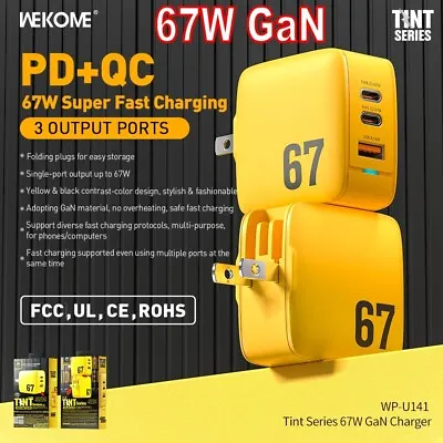 WEKOME 67W GaN Charger Three Port QC PD For Laptop MacBook Samsung IPhone + Line • $28.99