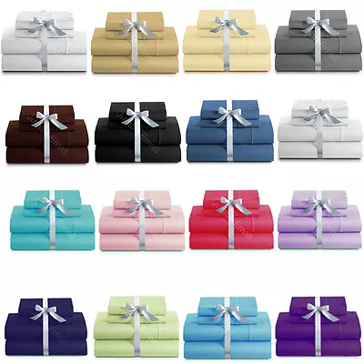 $39 • Buy Single/KS/Double/Queen/King 4 Piece Bed Sheet Set,Flat,Fitted,Pillowcases
