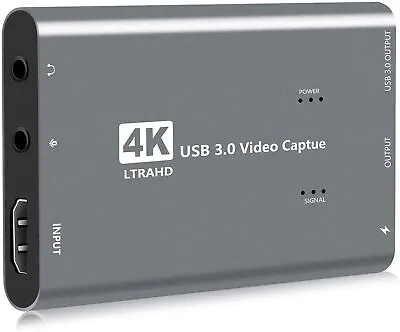 4K Video Capture Card HDMI To USB 3.0 HD 1080P 60FPS Gaming/Live Streaming UK • £29.95