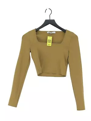 Zara Women's Top M Green 100% Polyester Long Sleeve Square Neck Cropped • £7.60