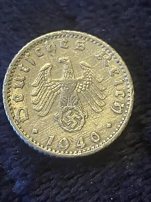 WW2 German 50 Pfennig 1940 Coin Nazi Swastika Emblem Historical  • £14