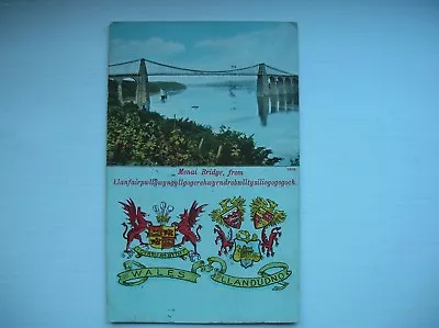 Menai Bridge Postcard. Near Anglesey Bangor Etc. (John Homan - 1913) • £3.99