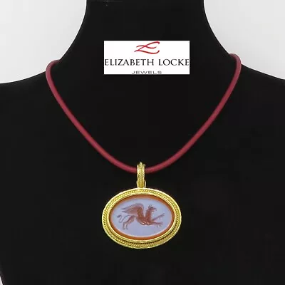 NYJEWEL Elizabeth Locke 19k Gold Carnelian Intaglio Dragon Pendant Necklace 16  • $3950