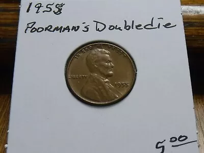 1955/5 Lincoln Wheat Cent - Poorman's Double Die! • $2.75