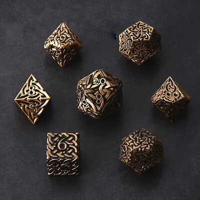 Metal Polyhedral Dice Set Gold DnD Pathfinder Dungeons And Dragons RPG Paladin • $59.99