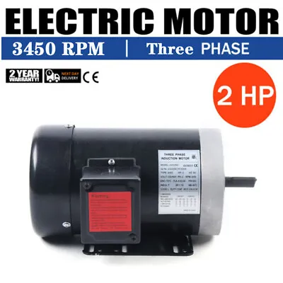 2HP 3-Phase Electric Motor 56C Frame 3450RPM TEFC 208-230 / 460 Volt 5/8  Shaft • $188.10