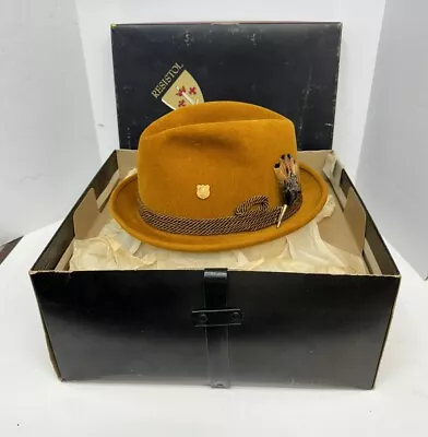 Vintage Orange Resistol Self Conforming Fedora 7 3/8 With Original Box NICE! • $149.99