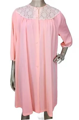 Lorraine Peach Lace Yoke Peignoir Nightgown Robe S/M/L/XL Vintage 50's/60's  • $61.75