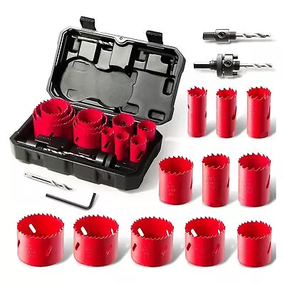 17 Piece Bi Metal Hole Saw Kit High Speed Steel Set With Sizes From 3/4 To 2 1/2 • $51.94
