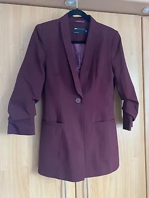 £18 • Buy ASOS Burgundy Blazer Size 10 Ruched Sleeve