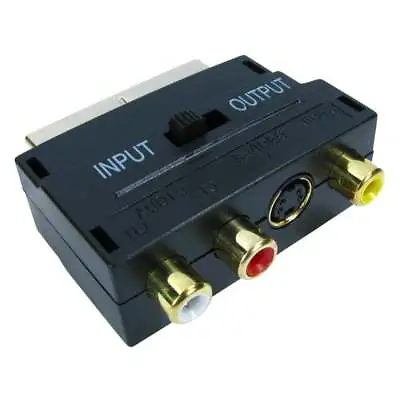 £3.49 • Buy SCART Adapter AV Block To 3 RCA Phono Composite S-Video With In/Out Switch GOLD