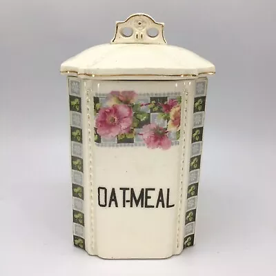 Grell Canister Oatmeal Czech Victorian Kitchen Floral Vintage Antique • $9.99