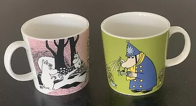 ARABIA Finland Moomin Classic Two (2) Mugs “Love Pink” & “Inspector Hemulen” • $85