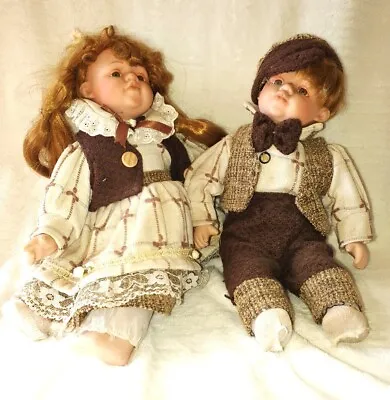Homeart Porcelain Dolls Country Boy & Gill Approx 35cm • $35