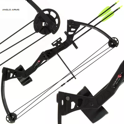 Compound Bow & Arrow 25lb Black Kita Starter Bow Arrows & Guards CLEARANCE • £43