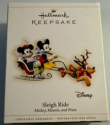 2006 Sleigh Ride Mickey Minnie Mouse Pluto Disney Hallmark Ornament New • $32.99