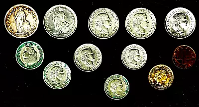 Switzerland 12 Coin Lot W/1895 1906 Silver Coin And More @ Fine Thru A.U. + • $12.25