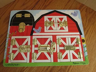 Melissa & Doug Latches Barn Wooden Activity Board Latches Hand-Eye Coordination • $12