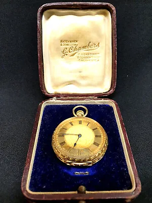 £6800 • Buy Omega Solid Gold 18ct Lady's Hallmarked Pocket Watch 1901 Original JewellersBox