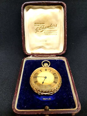 Omega Solid Gold 18ct Lady's Hallmarked Pocket Watch 1901 Original JewellersBox • £5900