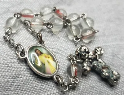Vintage Rosary Divine Mercy Pocket Rosary Chaplet Beads Christian G72 • $19.99