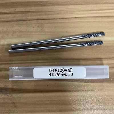 2pc HRC45 4 * 100mm φ4 4Flute Tungsten Carbide End Mill Milling Cutter Dril Bits • $8.90