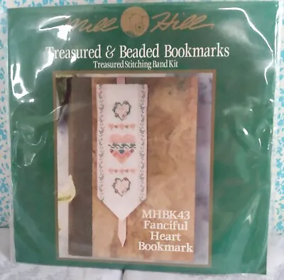 OOP Mill Hill Treasured & Beaded Bookmarks Fanciful Heart Stitched Glass Bead • $49.95