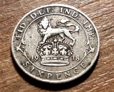 £0.99 • Buy George V Solid Silver Sixpence 1918